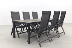 Hartman Roma/Kings 6-persoons verstelbare tuinset 220x100 cm. - Antraciet