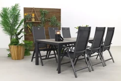 Hartman Roma/Kings 6-persoons verstelbare tuinset 220x100 cm. - Antraciet