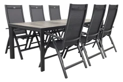 Hartman Roma/Kings 6-persoons verstelbare tuinset 220x100 cm. - Antraciet