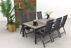 Hartman Roma/Kings 6-persoons verstelbare tuinset 220x100 cm. - Antraciet