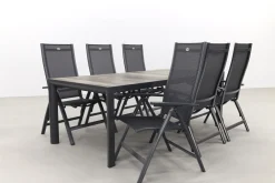 Hartman Roma/Kings 6-persoons verstelbare tuinset 220x100 cm. - Antraciet