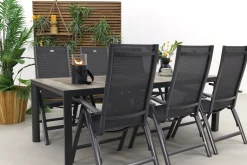 Hartman Roma/Kings 6-persoons verstelbare tuinset 220x100 cm. - Antraciet