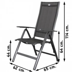 Hartman Roma/Kings 6-persoons verstelbare tuinset 220x100 cm. - Antraciet