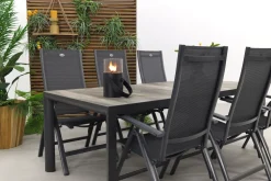 Hartman Roma/Kings 6-persoons verstelbare tuinset 220x100 cm. - Antraciet