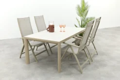 Hartman Roma/Kings verstelbare 4-persoons tuinset 180x100 cm. - Latte