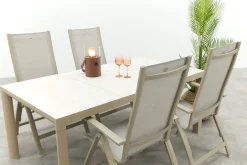 Hartman Roma/Kings verstelbare 4-persoons tuinset 180x100 cm. - Latte