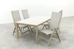 Hartman Roma/Kings verstelbare 4-persoons tuinset 180x100 cm. - Latte