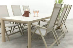 Hartman Roma/Kings verstelbare tuinset voor 6 personen 220x100 cm. - Latte