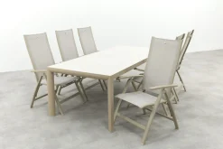 Hartman Roma/Kings verstelbare tuinset voor 6 personen 220x100 cm. - Latte