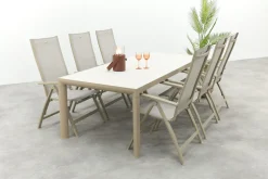 Hartman Roma/Kings verstelbare tuinset voor 6 personen 220x100 cm. - Latte