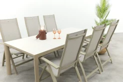 Hartman Roma/Kings verstelbare tuinset voor 6 personen 220x100 cm. - Latte