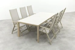Hartman Roma/Kings verstelbare tuinset voor 6 personen 220x100 cm. - Latte