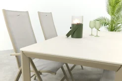 Hartman Roma/Kyra verstelbare tuinset voor 4 personen 180x90 cm. - Latte