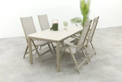 Hartman Roma/Kyra verstelbare tuinset voor 4 personen 180x90 cm. - Latte