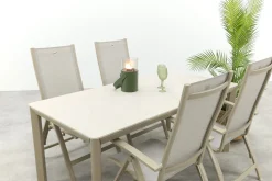 Hartman Roma/Kyra verstelbare tuinset voor 4 personen 180x90 cm. - Latte