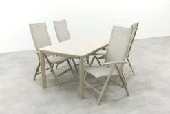Hartman Roma/Kyra verstelbare tuinset voor 4 personen 180x90 cm. - Latte