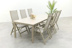 Hartman Roma/Kyra verstelbare tuinset voor 6 personen 240x100 cm. - Latte