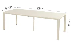 Hartman Roma/Kyra verstelbare tuinset voor 6 personen 240x100 cm. - Latte