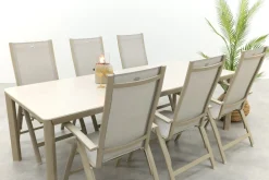 Hartman Roma/Kyra verstelbare tuinset voor 6 personen 240x100 cm. - Latte
