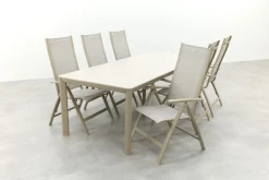 Hartman Roma/Kyra verstelbare tuinset voor 6 personen 240x100 cm. - Latte