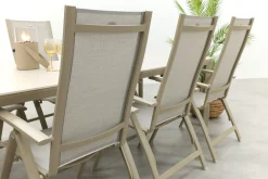 Hartman Roma/Kyra verstelbare tuinset voor 6 personen 240x100 cm. - Latte