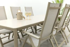 Hartman Roma/Kyra verstelbare tuinset voor 6 personen 240x100 cm. - Latte
