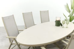 Hartman Roma/Ventaro ovale verstelbare tuinset voor 6 personen 240x115 cm. - Latte