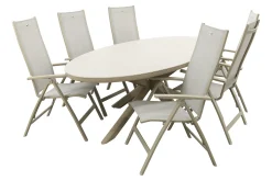 Hartman Roma/Ventaro ovale verstelbare tuinset voor 6 personen 240x115 cm. - Latte