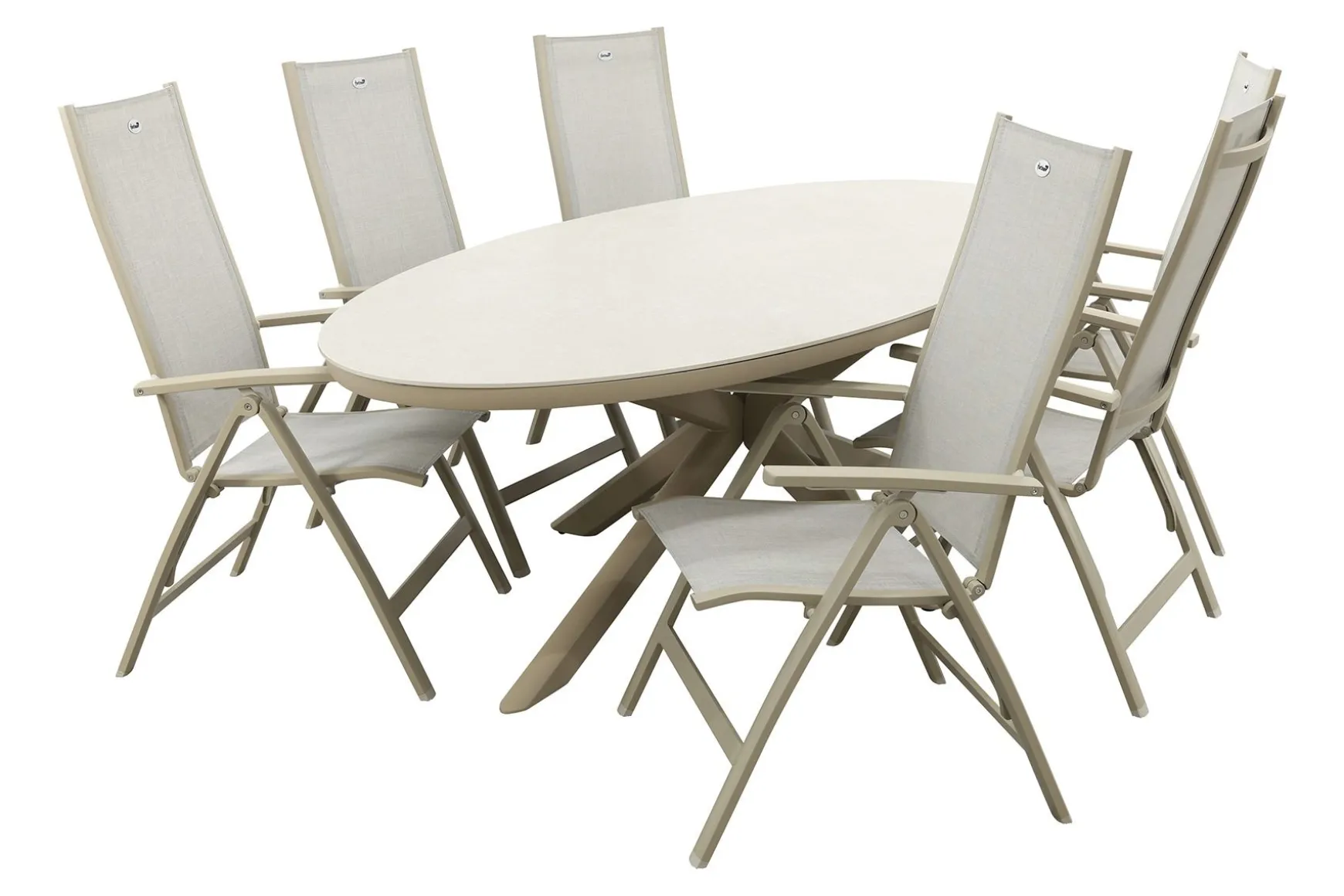 Hartman Roma/Ventaro ovale verstelbare tuinset voor 6 personen 240x115 cm. - Latte