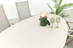 Hartman Roma/Ventaro ovale verstelbare tuinset voor 6 personen 240x115 cm. - Latte