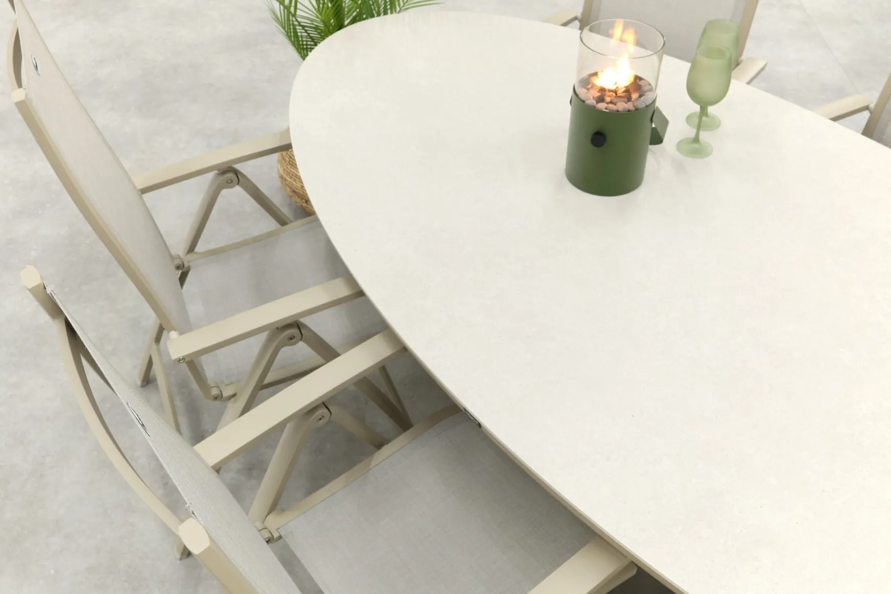 Hartman Roma/Ventaro ovale verstelbare tuinset voor 6 personen 240x115 cm. - Latte