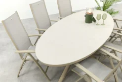 Hartman Roma/Ventaro ovale verstelbare tuinset voor 6 personen 240x115 cm. - Latte