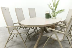 Hartman Roma/Ventaro ovale verstelbare tuinset voor 6 personen 240x115 cm. - Latte