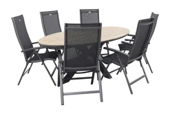 Hartman Salvatore/GI Edison 6-persoons ovale verstelbare tuinset 220x115 cm.