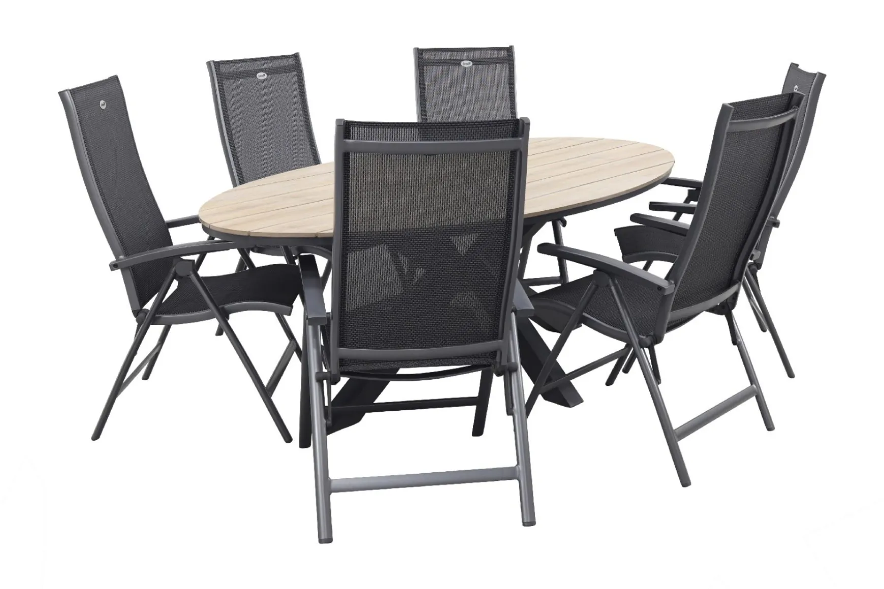 Hartman Salvatore/GI Edison 6-persoons ovale verstelbare tuinset 220x115 cm.