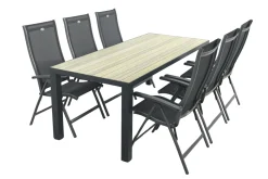 Hartman Salvatore/Nola verstelbare tuinset 210x90 cm. - Antraciet/Houtlook