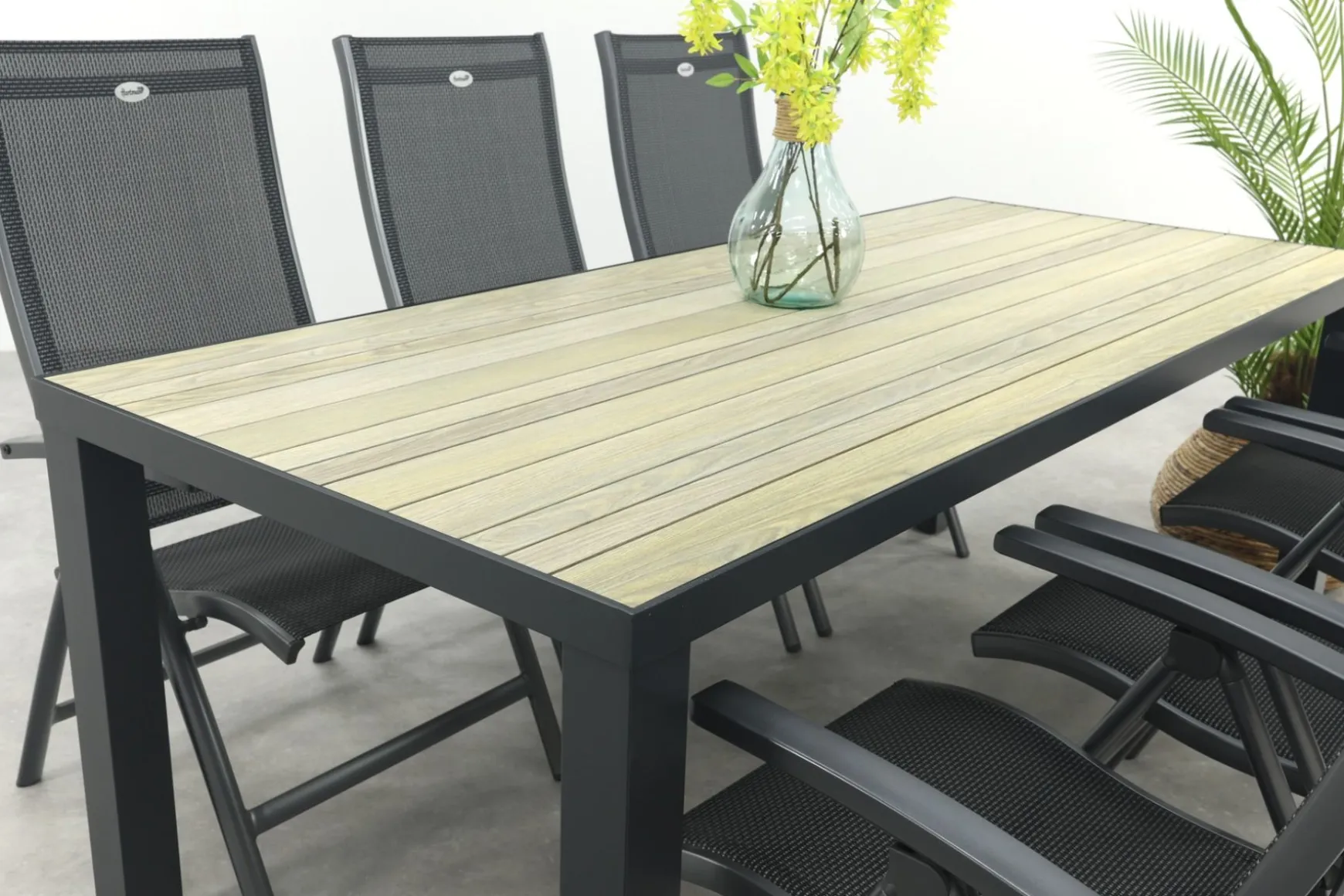 Hartman Salvatore/Nola verstelbare tuinset 210x90 cm. - Antraciet/Houtlook