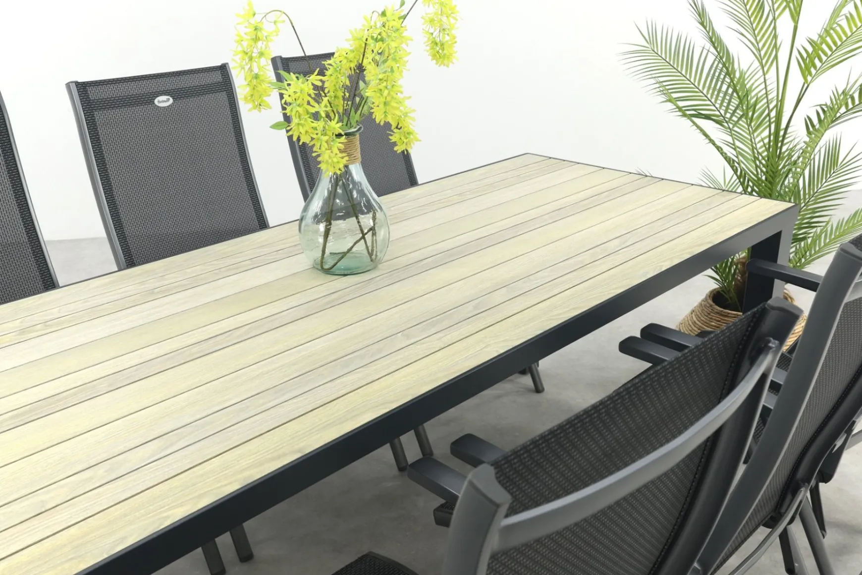 Hartman Salvatore/Nola verstelbare tuinset 210x90 cm. - Antraciet/Houtlook
