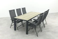 Hartman Salvatore/Nola verstelbare tuinset 210x90 cm. - Antraciet/Houtlook