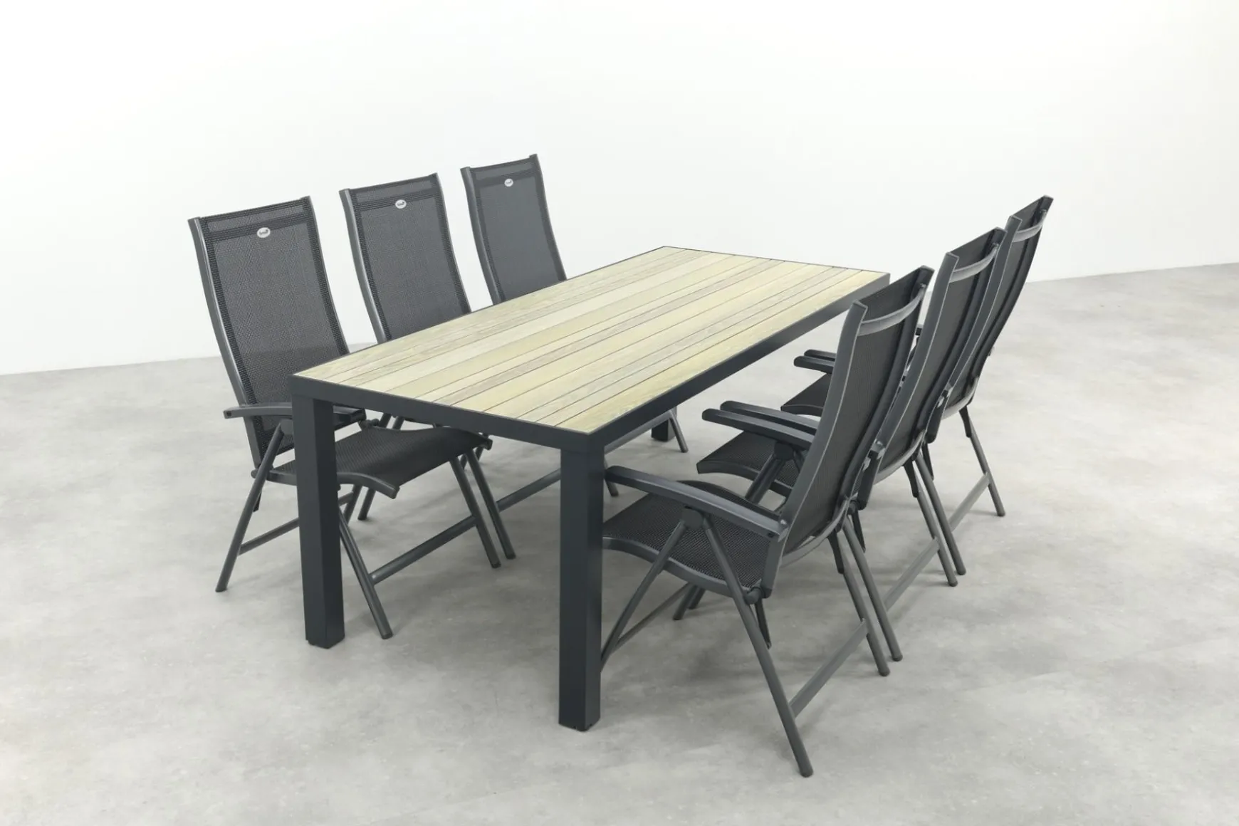 Hartman Salvatore/Nola verstelbare tuinset 210x90 cm. - Antraciet/Houtlook