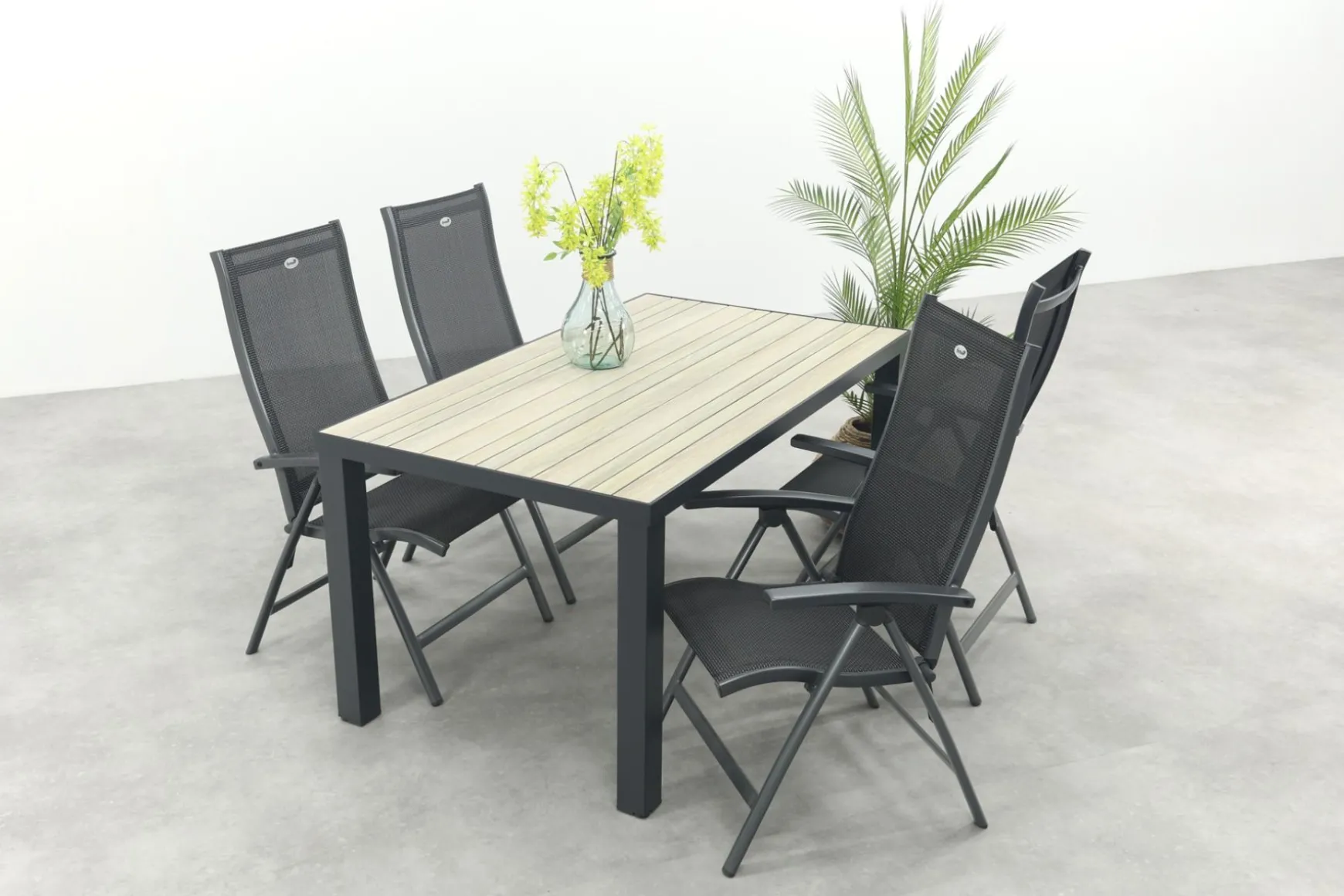 Hartman Salvatore/Nola verstelbare tuinset 160x90 cm. - Antraciet/Houtlook