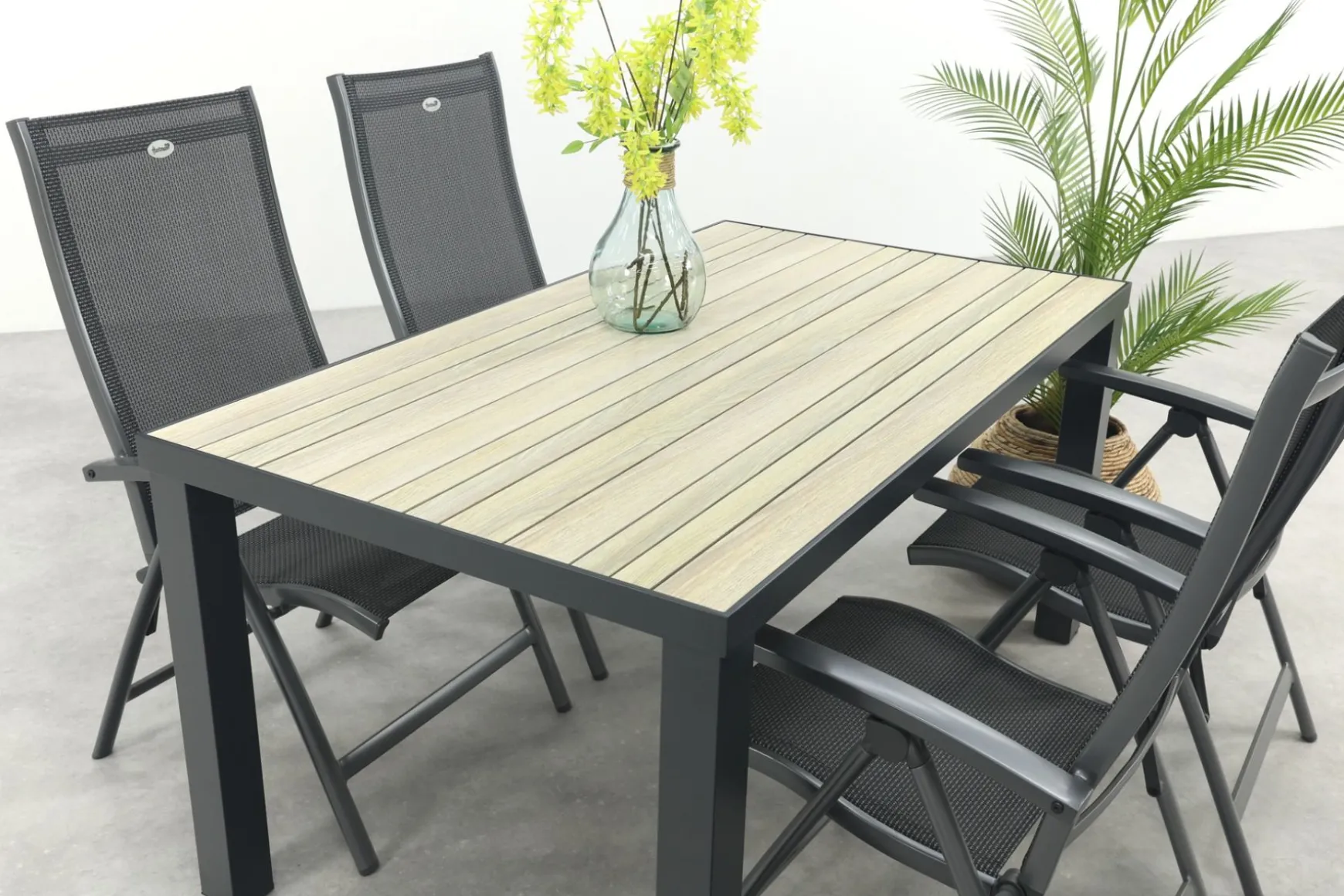 Hartman Salvatore/Nola verstelbare tuinset 160x90 cm. - Antraciet/Houtlook