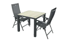 Hartman Salvatore/Nola verstelbare tuinset 90x90 cm. - Antraciet/Houtlook