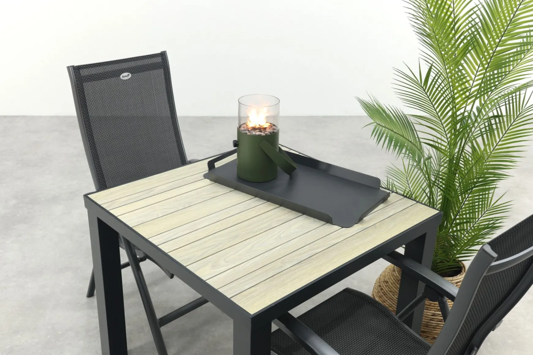 Hartman Salvatore/Nola verstelbare tuinset 90x90 cm. - Antraciet/Houtlook