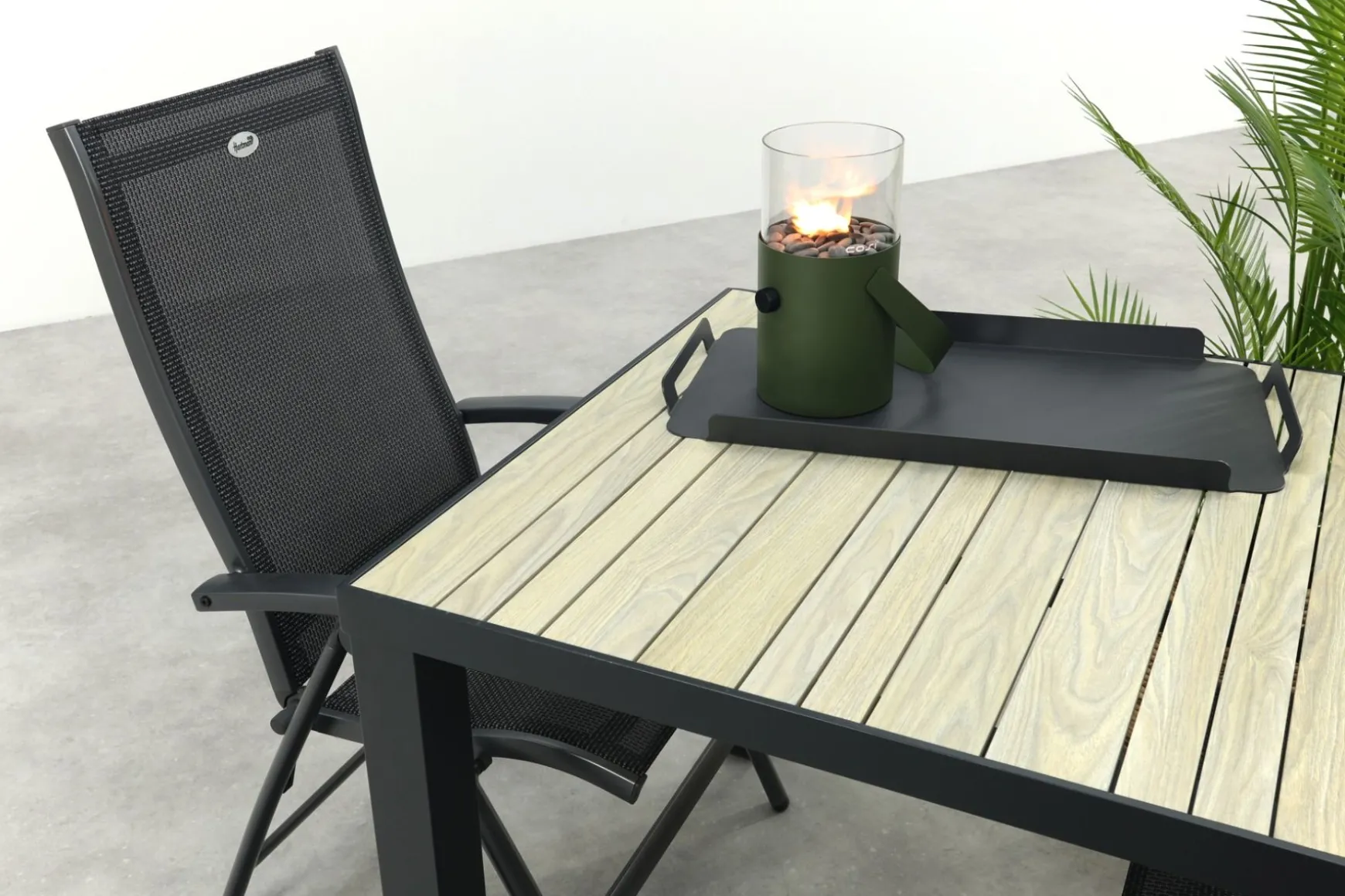 Hartman Salvatore/Nola verstelbare tuinset 90x90 cm. - Antraciet/Houtlook