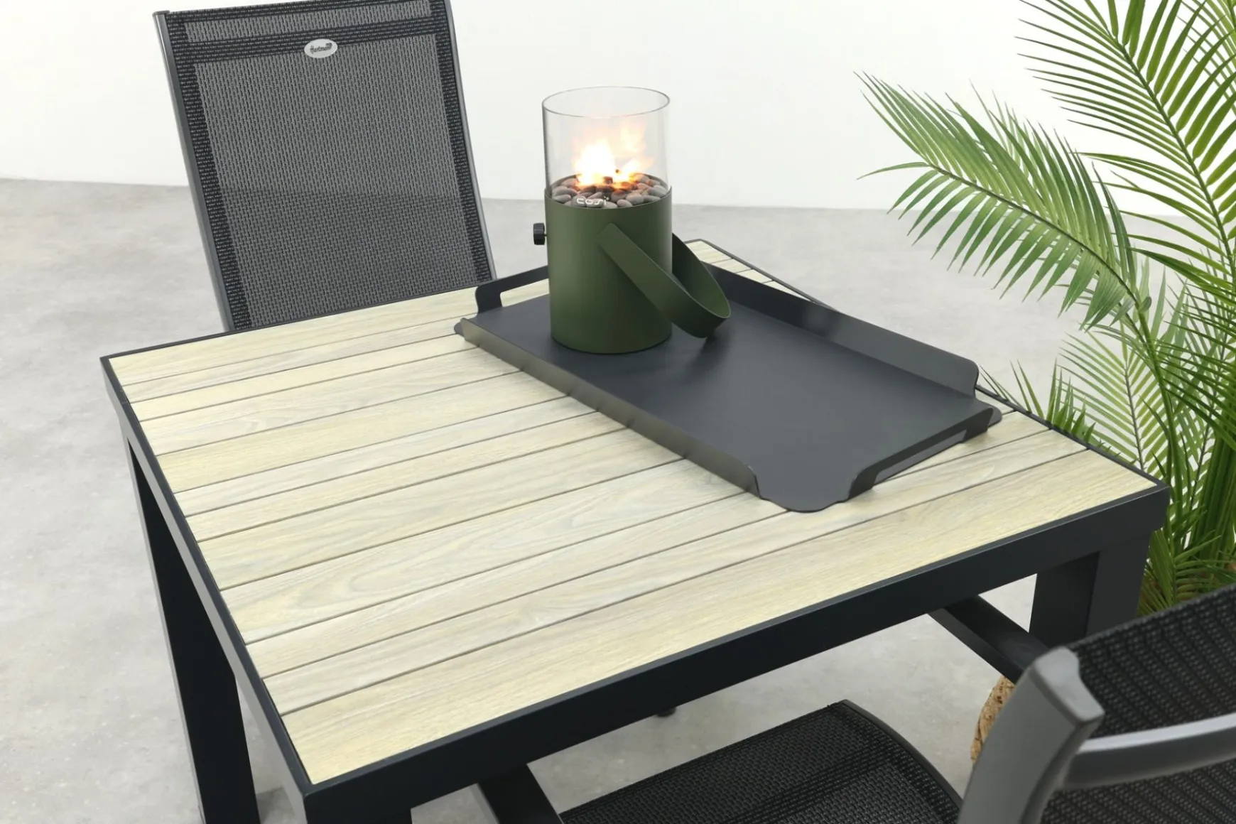 Hartman Salvatore/Nola verstelbare tuinset 90x90 cm. - Antraciet/Houtlook