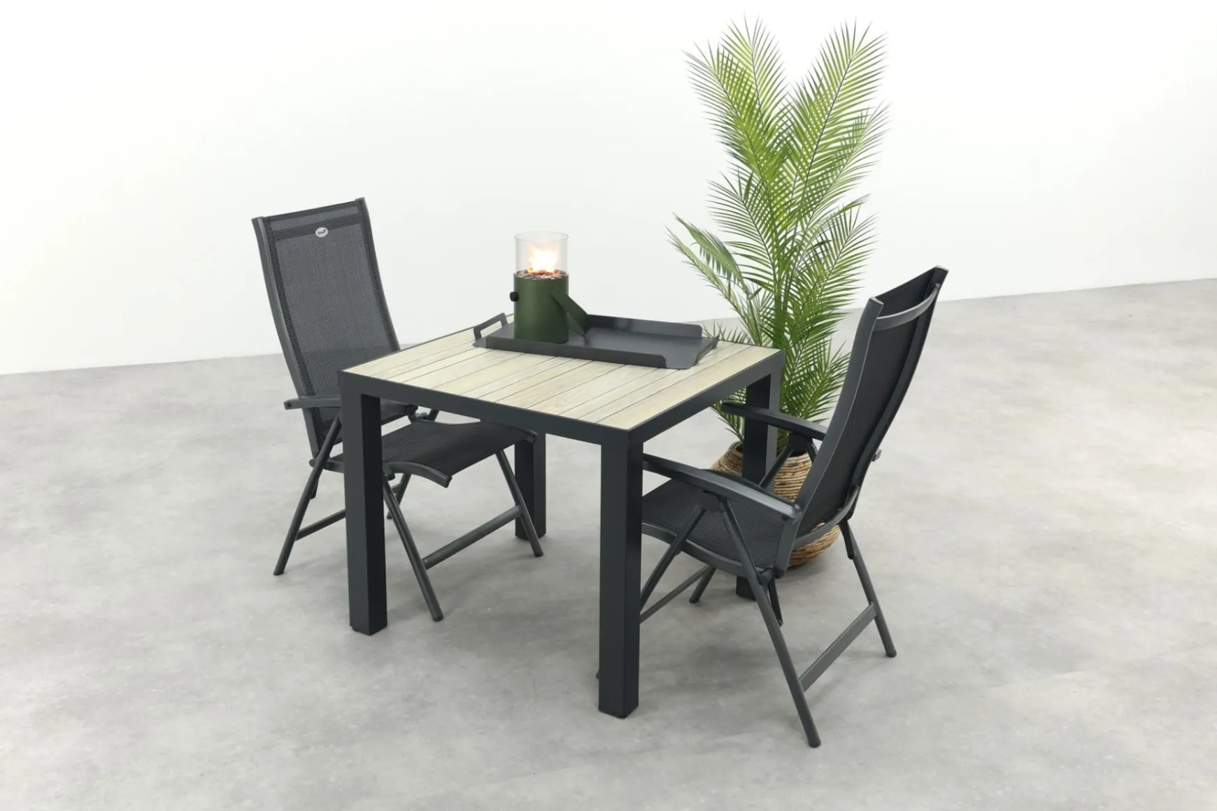 Hartman Salvatore/Nola verstelbare tuinset 90x90 cm. - Antraciet/Houtlook