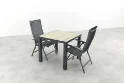 Hartman Salvatore/Nola verstelbare tuinset 90x90 cm. - Antraciet/Houtlook