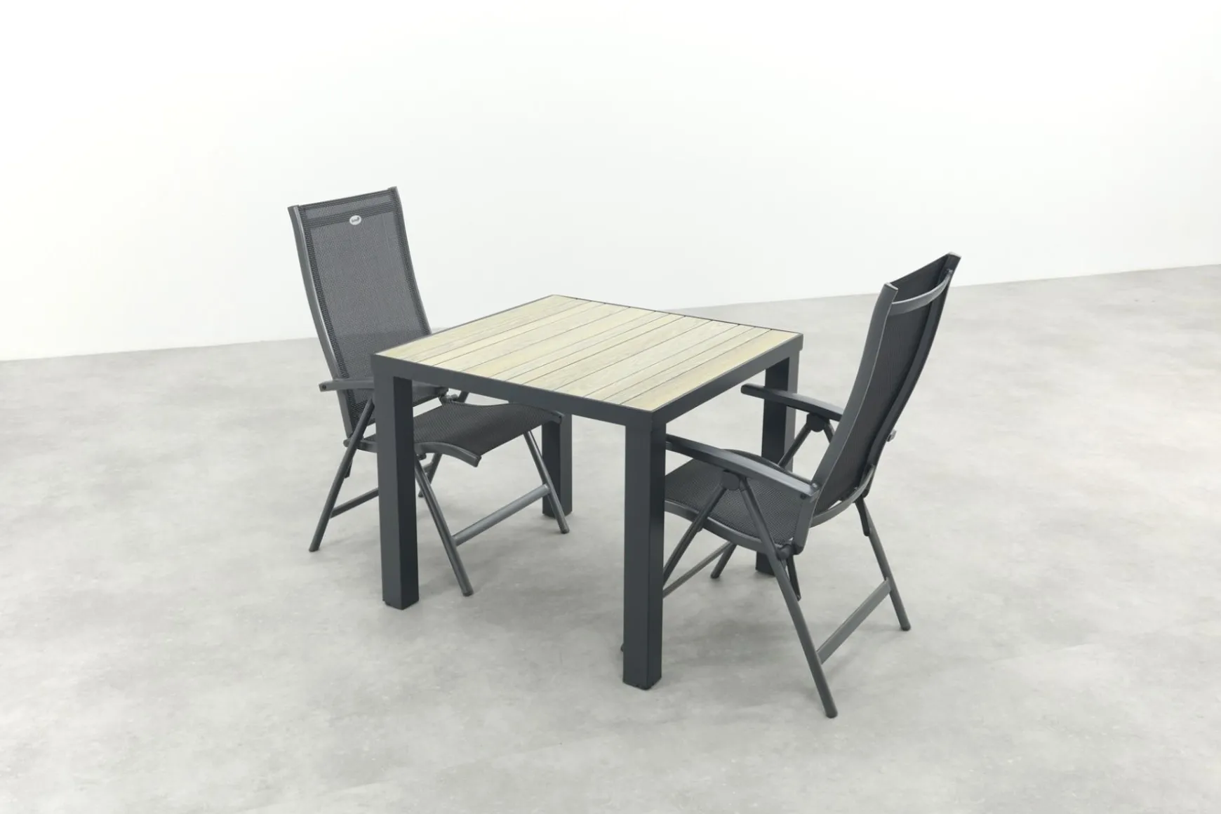 Hartman Salvatore/Nola verstelbare tuinset 90x90 cm. - Antraciet/Houtlook