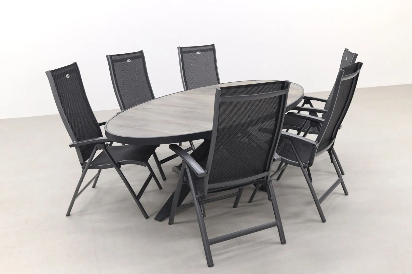 Hartman Salvatore/Silva houtlook 240x115 cm. ovale tuinset - verstelbaar - 7-delig